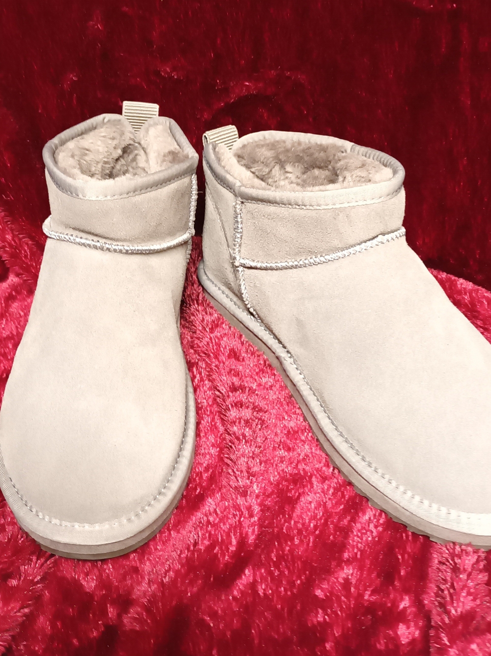 Crown Vintage Light Tan Faux-Shearling Ankle Boots